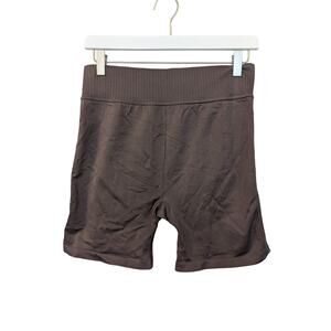 AEROPOSTALE Brown Bike Shorts Textured High Rise Athletic Womens Size Large